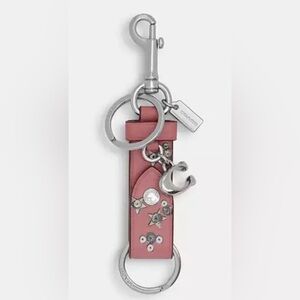 Coach Dusty Rose new wt tags Leather Keyring  with Silver-Tone Charms